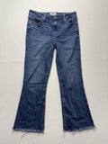 Paige Rory Crop Flare Jeans Womens 28 Blue Medium Wash Raw Hem 28x26 Stretch