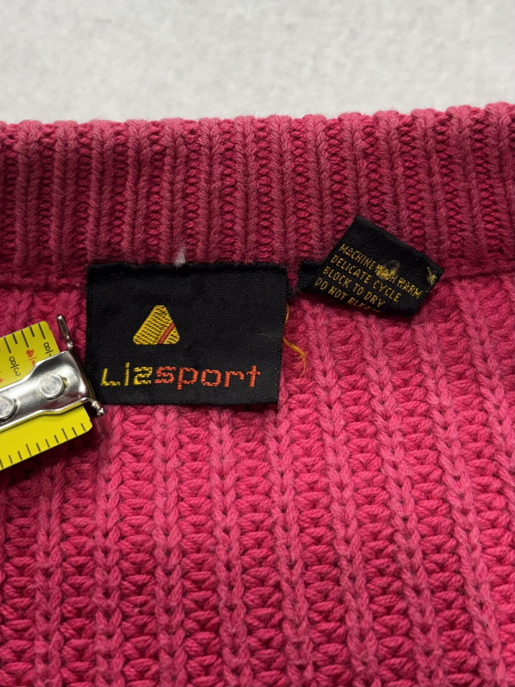 Liz Sport Sweater Womens Medium Pink V Neck Raglan Knit Pockets Chunky