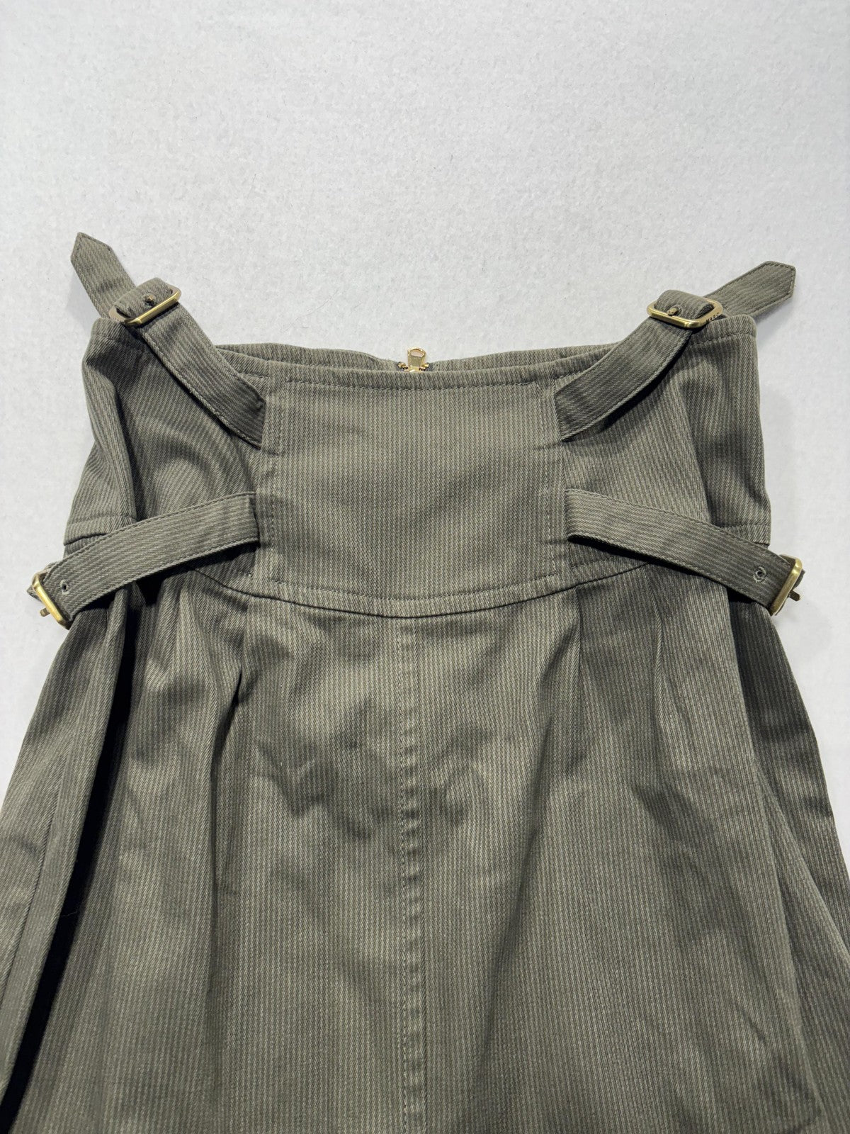 Marc By Marc Jacobs Skirt Womens 6 Green Twill Buckle Pleated A Line Knee Length
