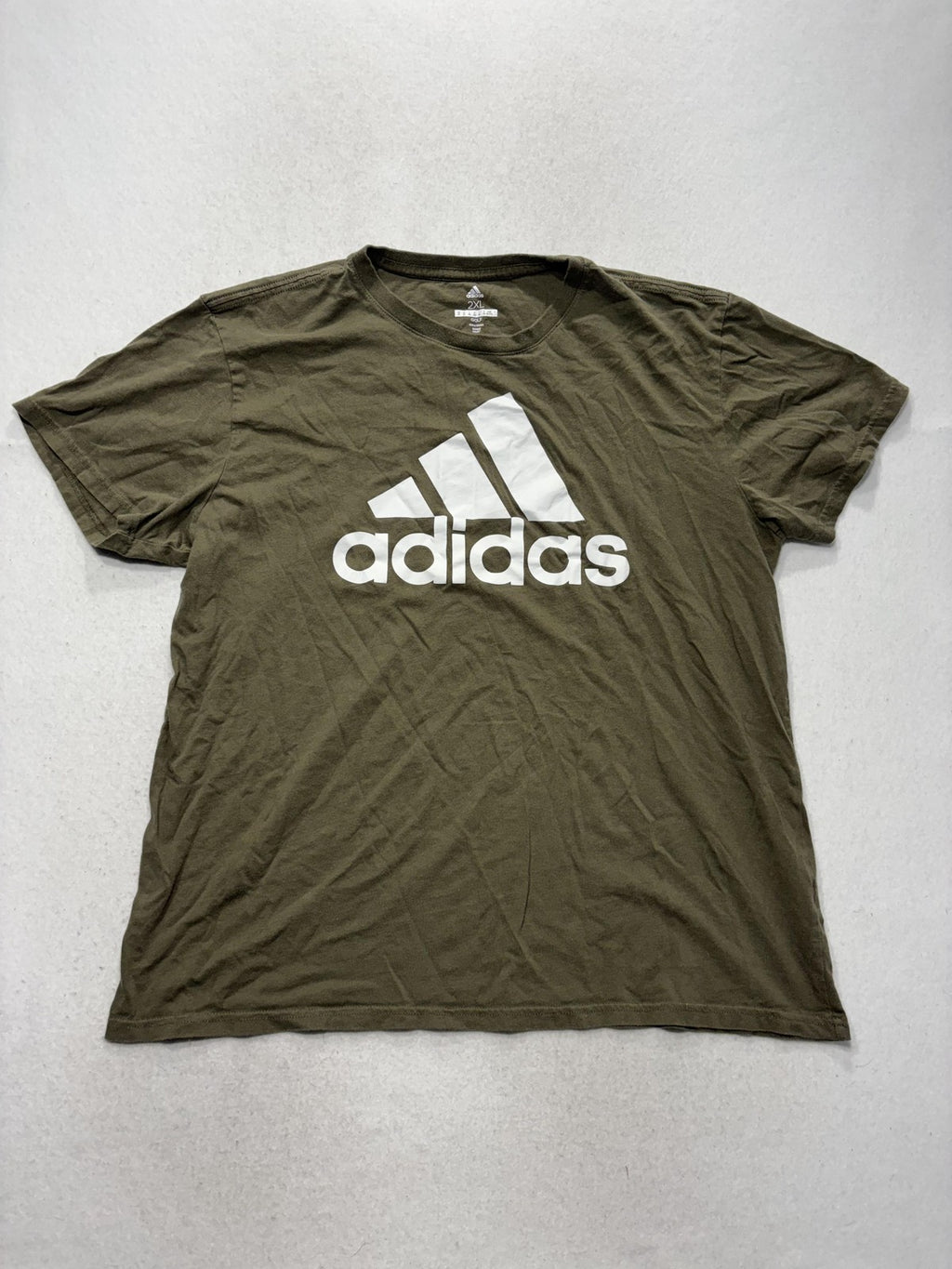 Adidas Shirt Mens 2XL Green Golf Big Logo Graphic Tee Short Sleeve Sports