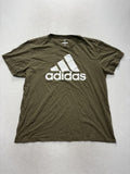 Adidas Shirt Mens 2XL Green Golf Big Logo Graphic Tee Short Sleeve Sports