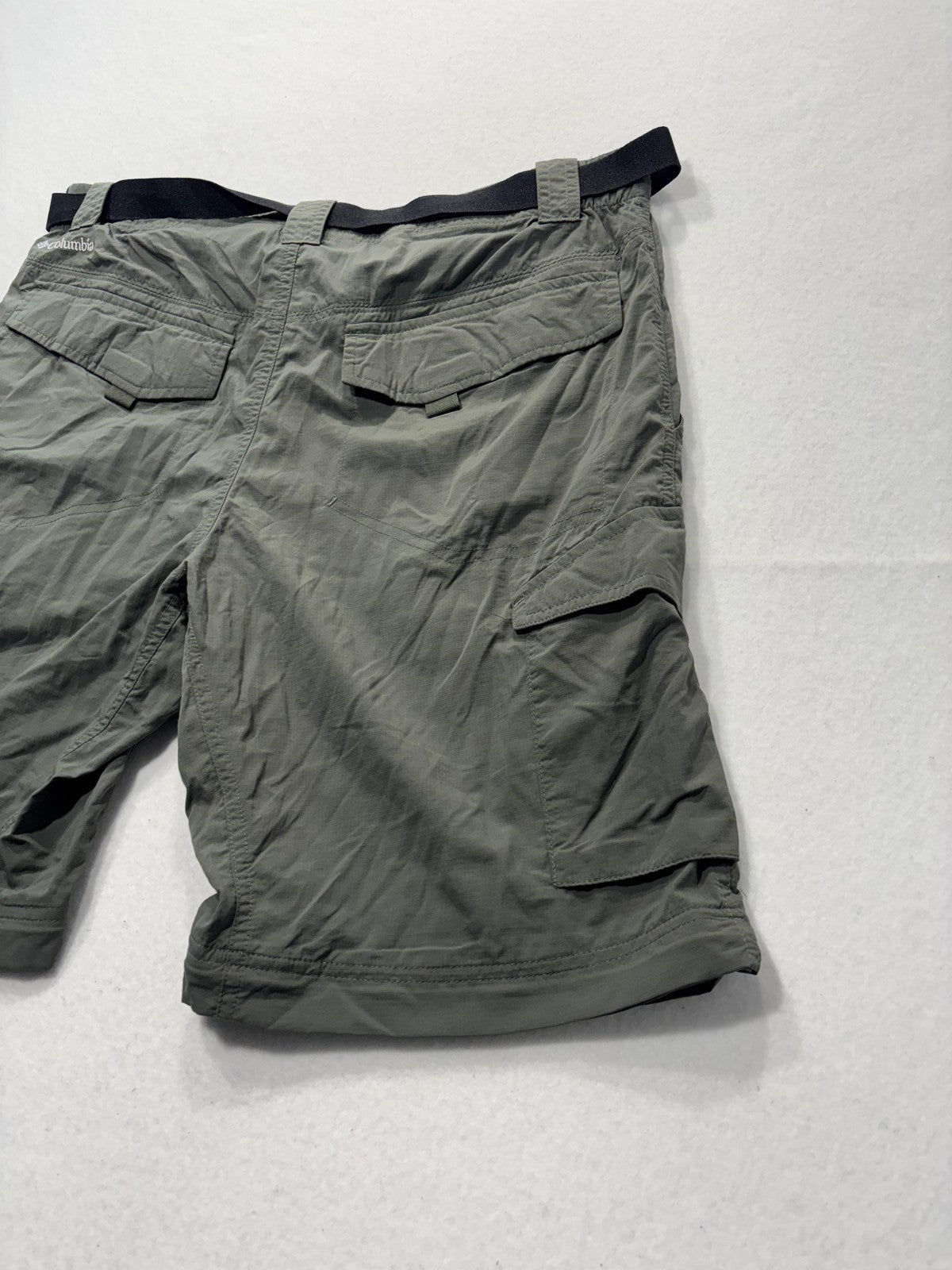 Columbia Omni-Shade Shorts Mens 34 Green Belted Cargo Hiking Quick Dry Outdoor