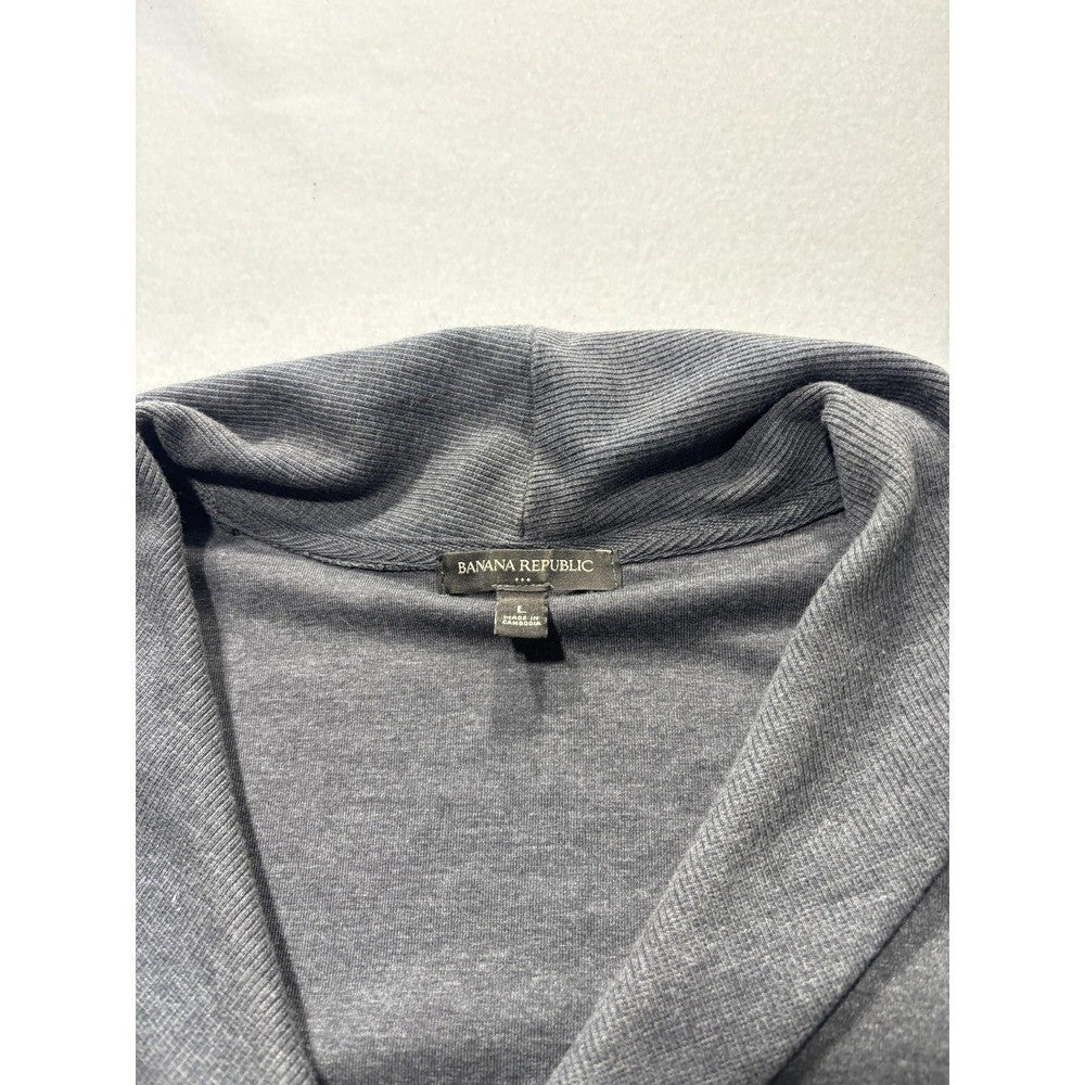 Banana Republic Mens Gray Shawl Collar Henley Sweatshirt Pockets Pullover L