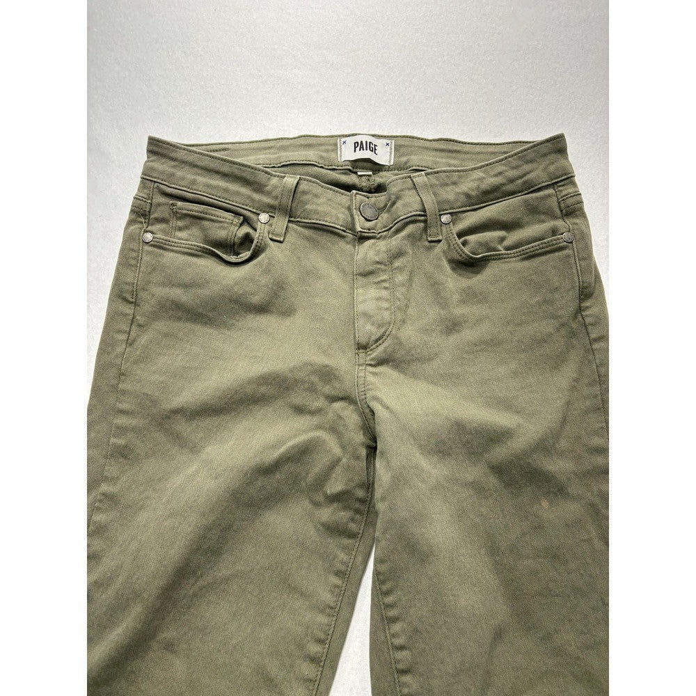 Paige Verdugo Ankle Jeans Womens 30 Green Mid Rise Skinny 30x28 Stretch Denim