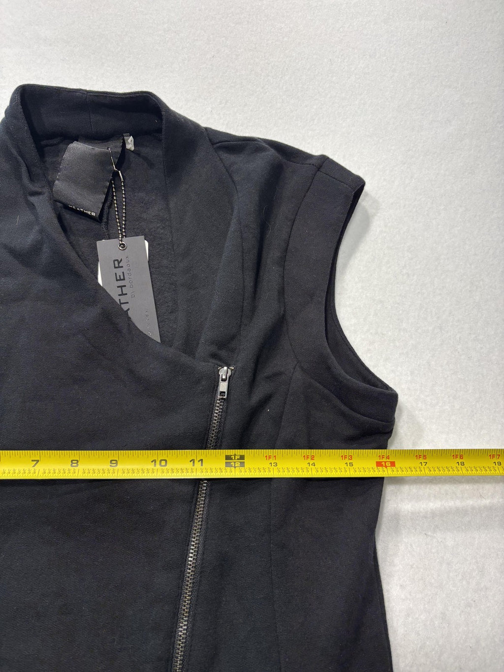 Heather By Bordeaux Vest Womens Medium Black Fleece Asym Zip Long Moto