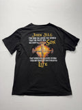 John 3:16 Shirt Mens Large Black Christian Cross Bible Verse Graphic Tee Print