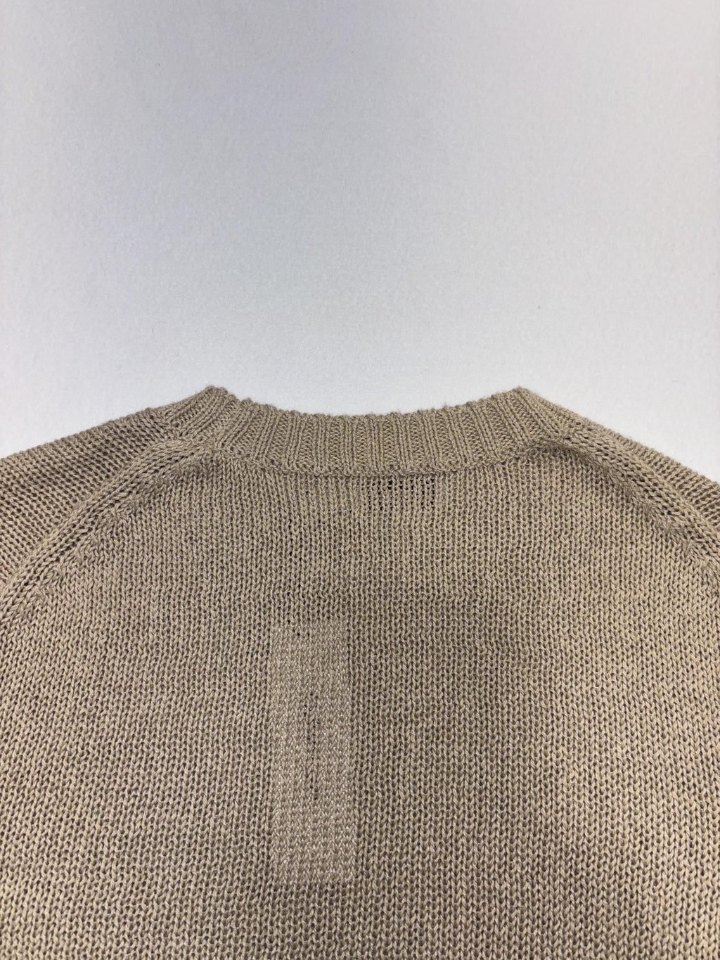 Calvin Klein Sweater Womens M Beige Short Sleeve Crew Neck Hemp Knit Pullover
