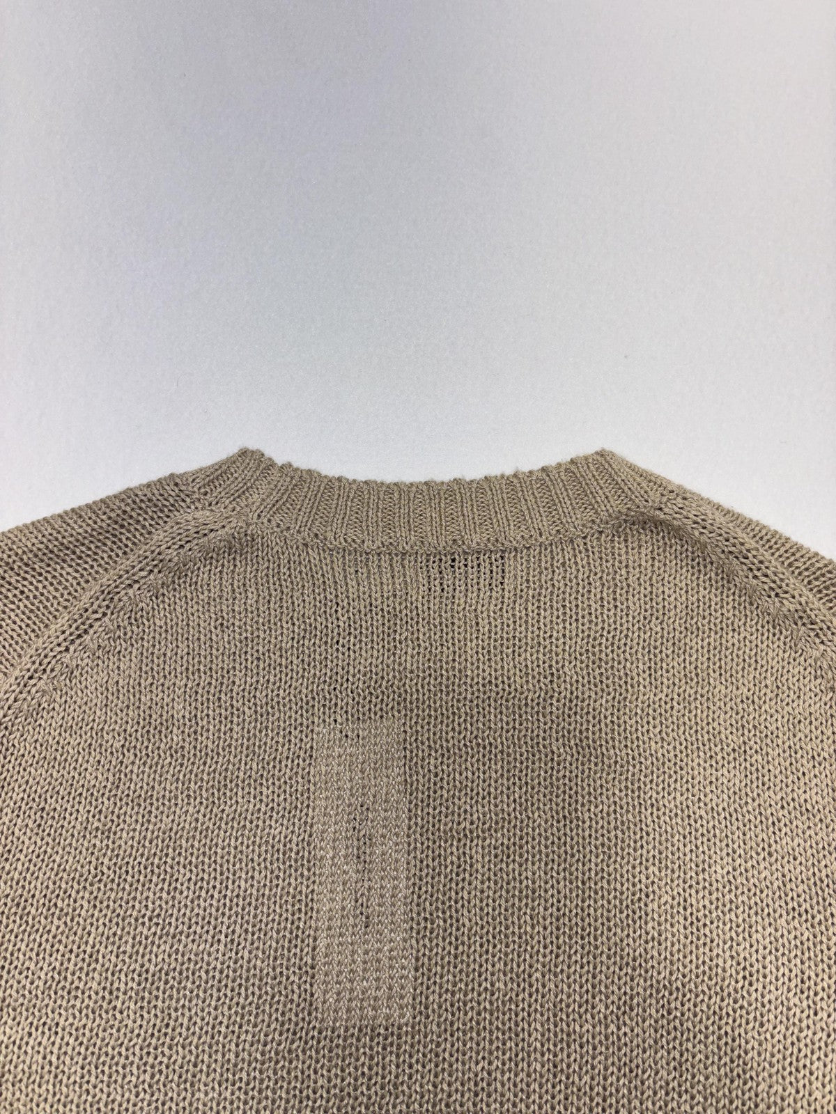 Calvin Klein Sweater Womens M Beige Short Sleeve Crew Neck Hemp Knit Pullover