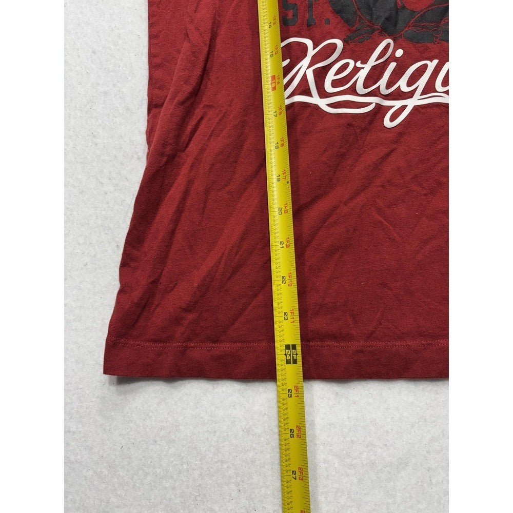 True Religion Shirt Mens Small Red Buddha Logo Graphic Tee Short Sleeve Cotton