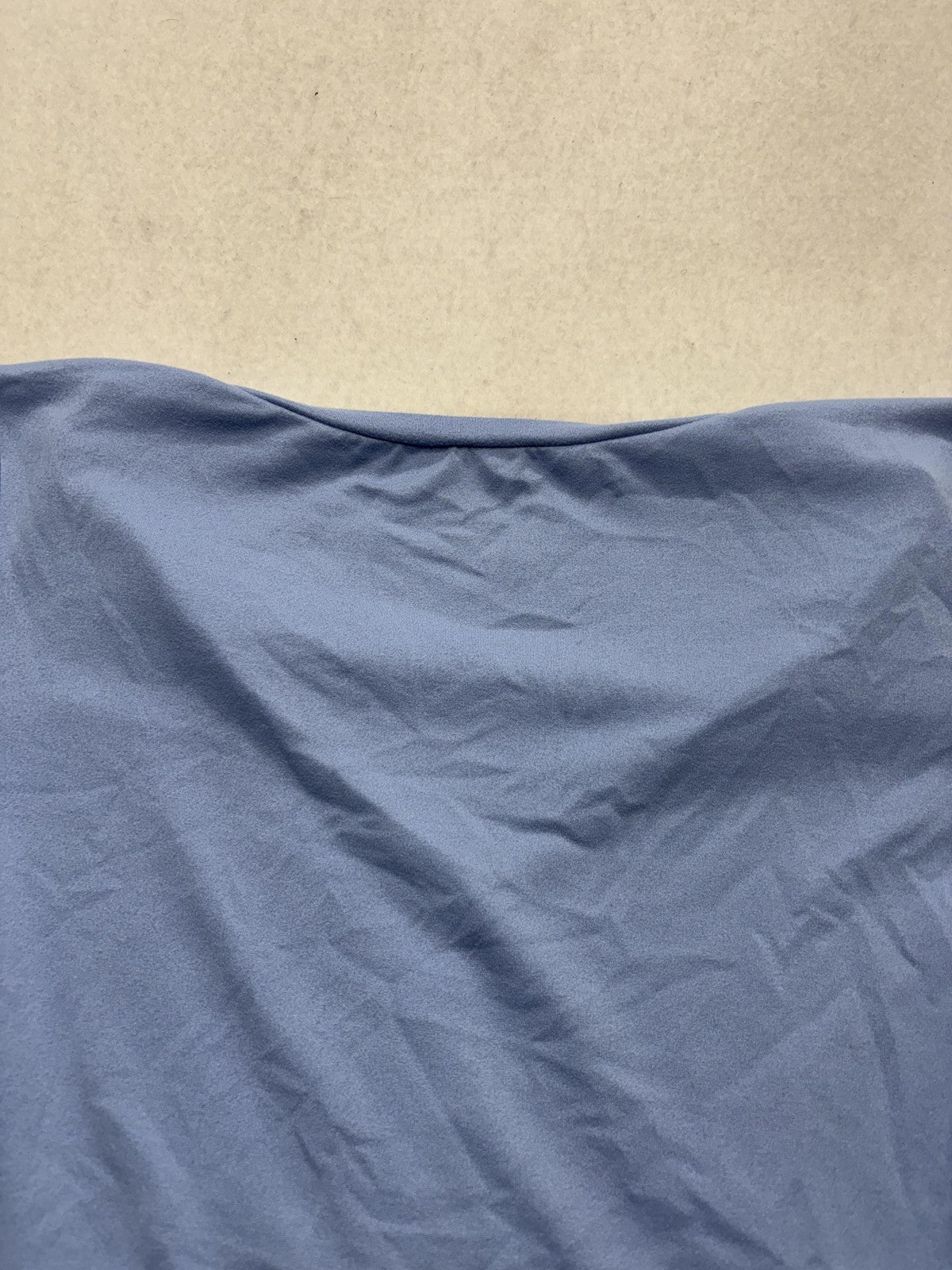 Blue V Neck Short Sleeve Cropped Stretch Tee Shirt Womens Medium C187V0V657