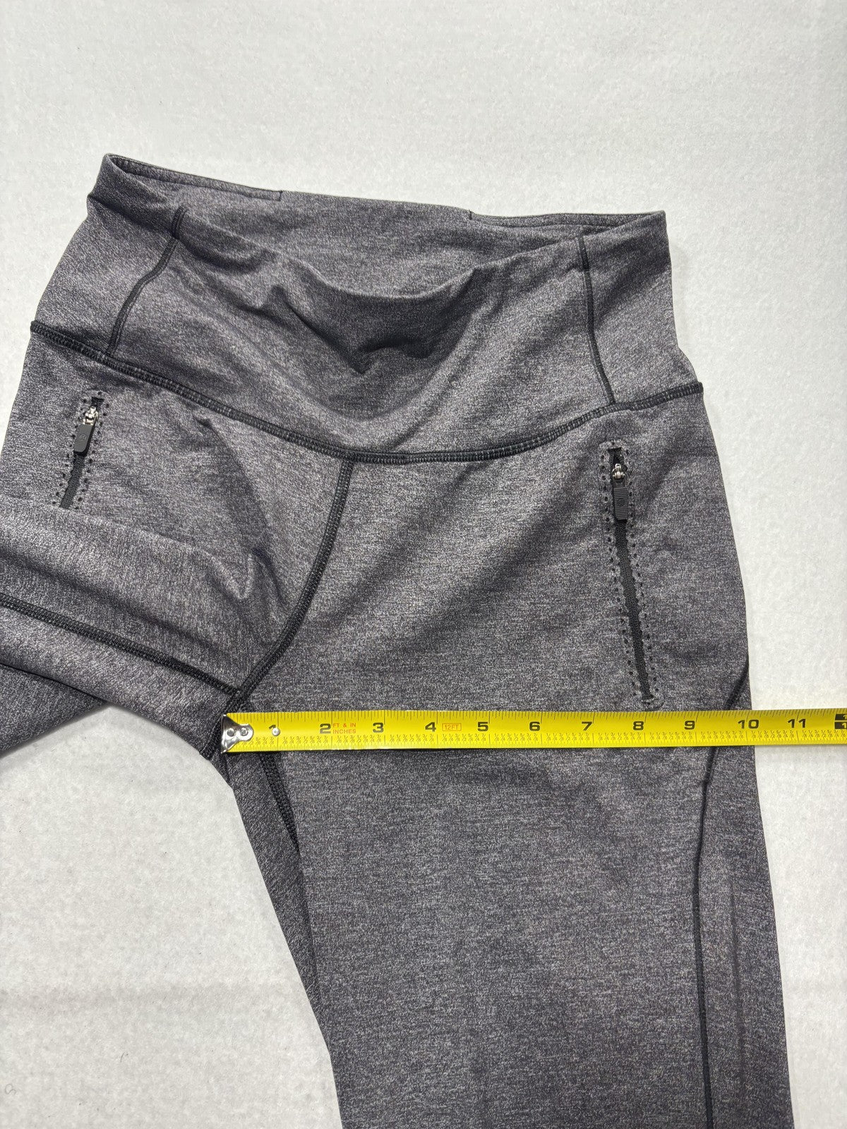 Lululemon Leggings Womens 4 Gray High Rise Zip Pocket 26" Inseam Ankle Running