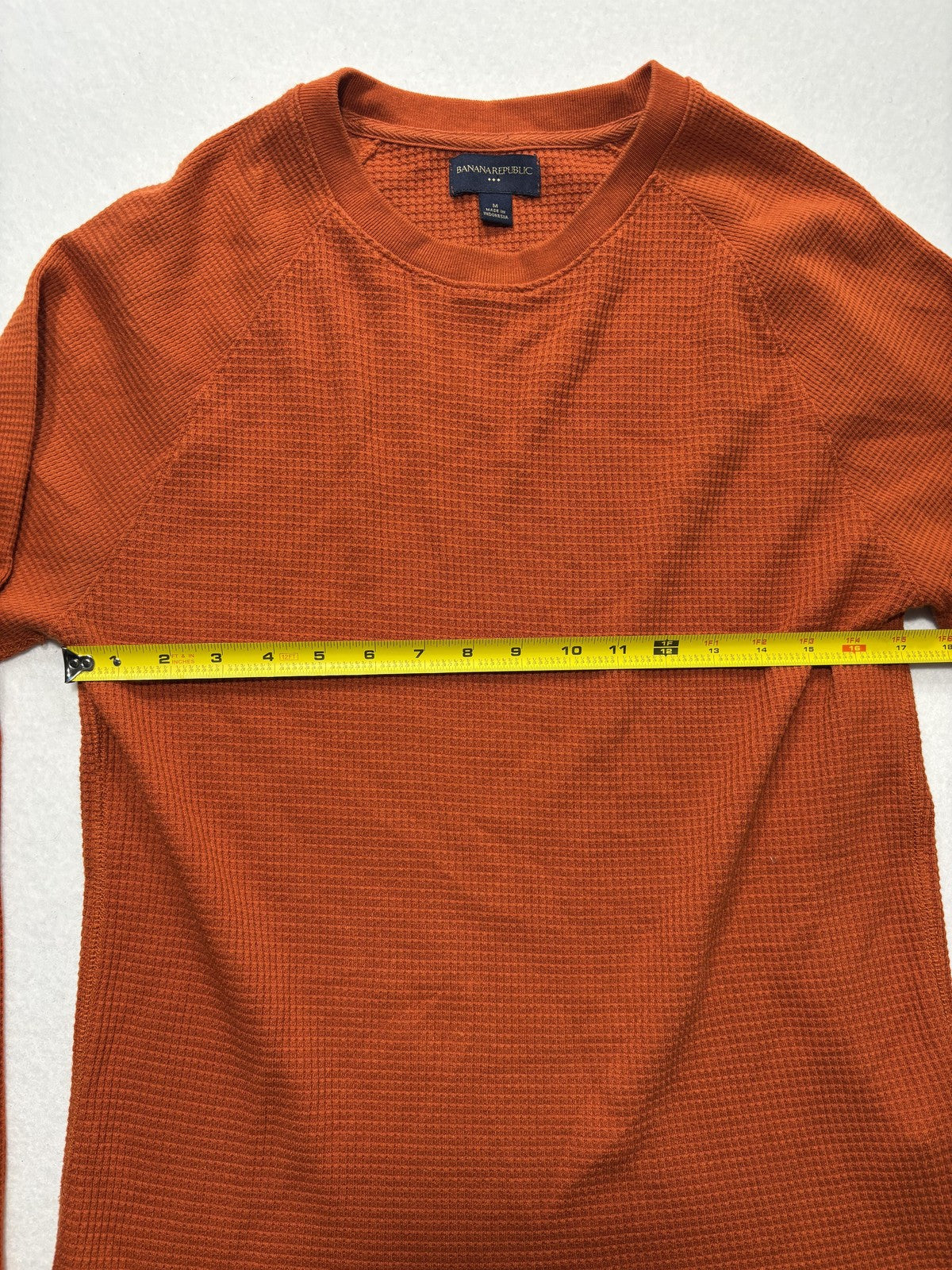 Banana Republic Shirt Mens Medium Orange Thermal Waffle Knit Long Sleeve Tee