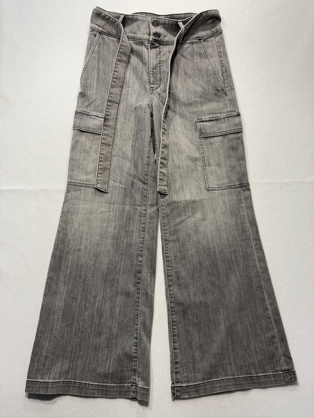 White House Black Market Utility Cargo Jeans Womens 10R Gray High Rise Wide Leg