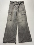 White House Black Market Utility Cargo Jeans Womens 10R Gray High Rise Wide Leg