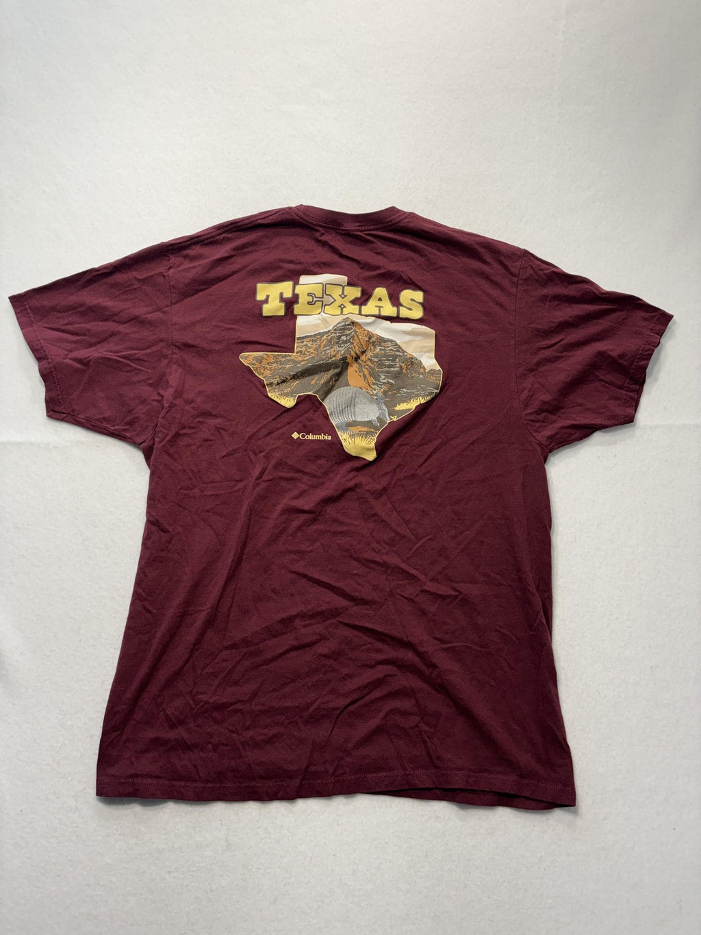 Columbia Shirt Mens XL Red Texas Graphic Tee Short Sleeve Cotton Outdoor