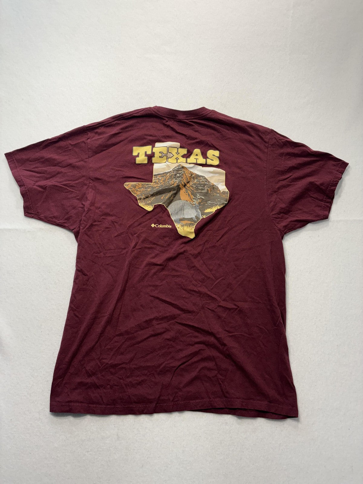 Columbia Shirt Mens XL Red Texas Graphic Tee Short Sleeve Cotton Outdoor