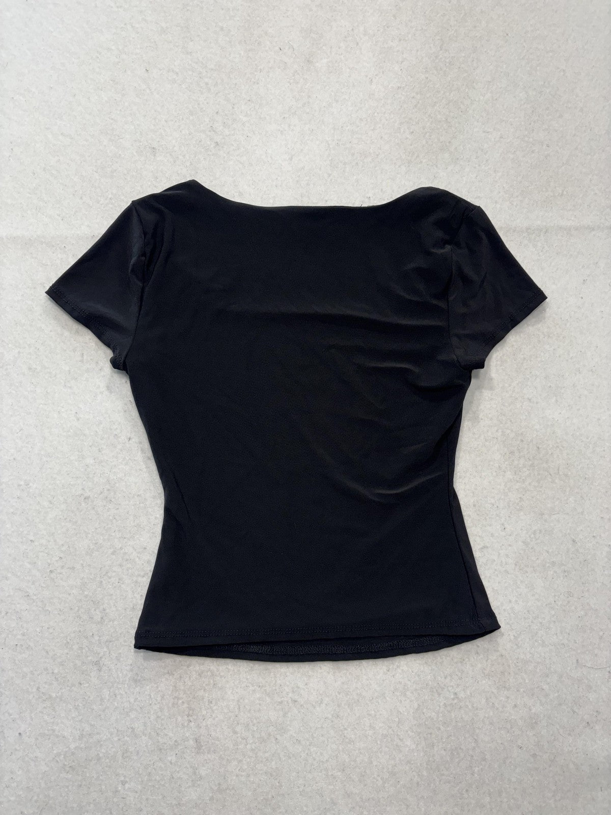 Vibe Sportswear Shirt Womens XS Black Square Neck Short Sleeve Tee Basic Stretch