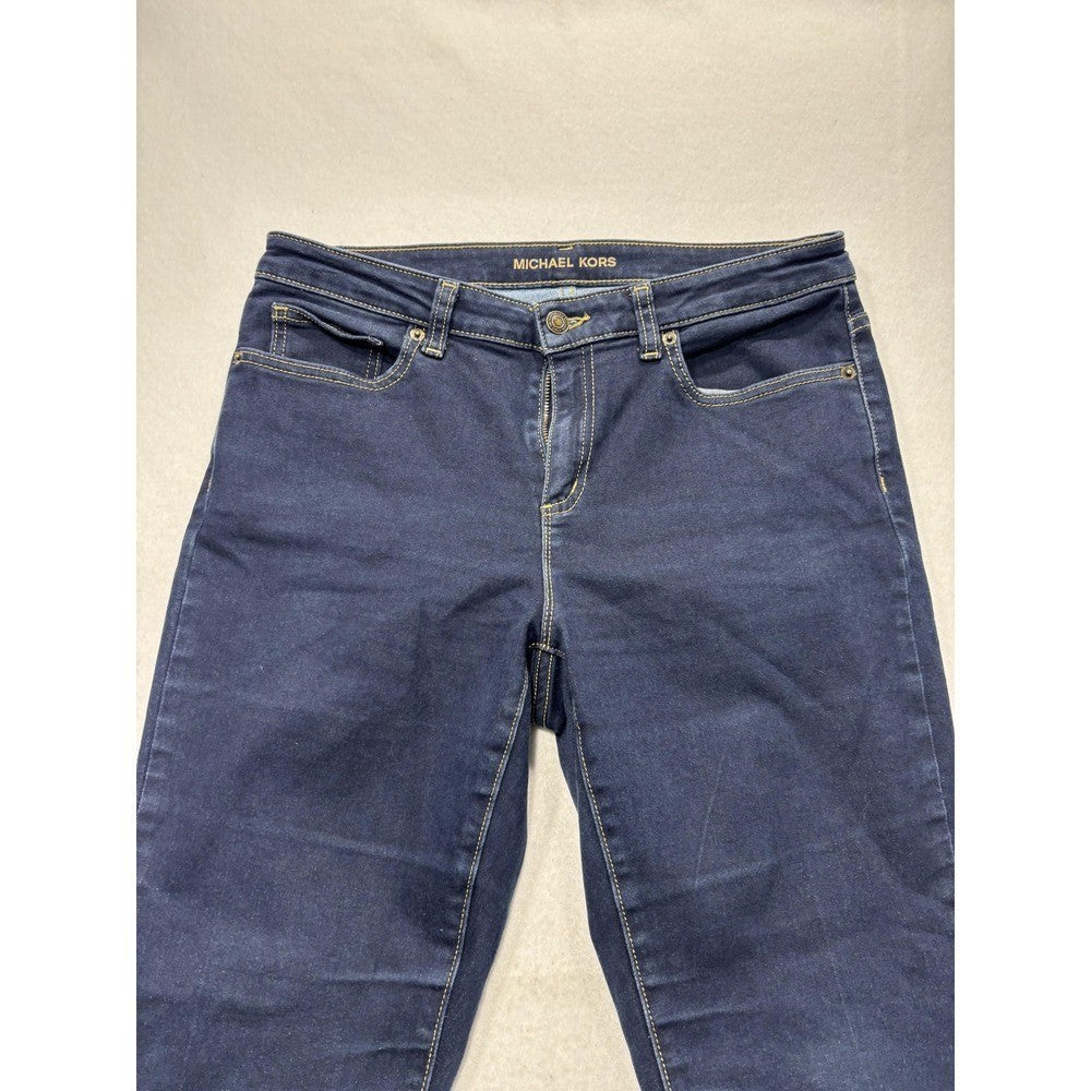 Michael Kors Izzy Skinny Jeans Womens 10 Blue Dark Wash Mid Rise Stretch 32x28