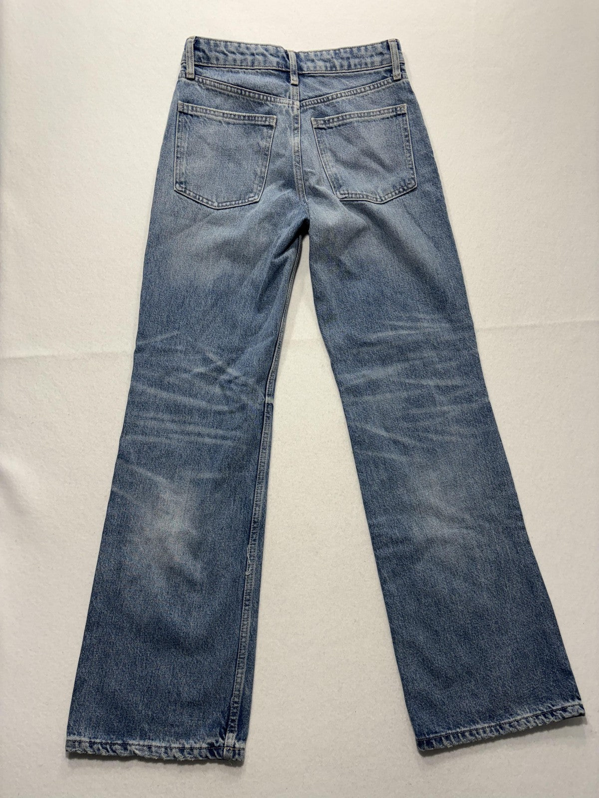 Zara Jeans Womens 2 Blue Medium Wash Straight Leg Mid Rise 24x30.5 Distressed