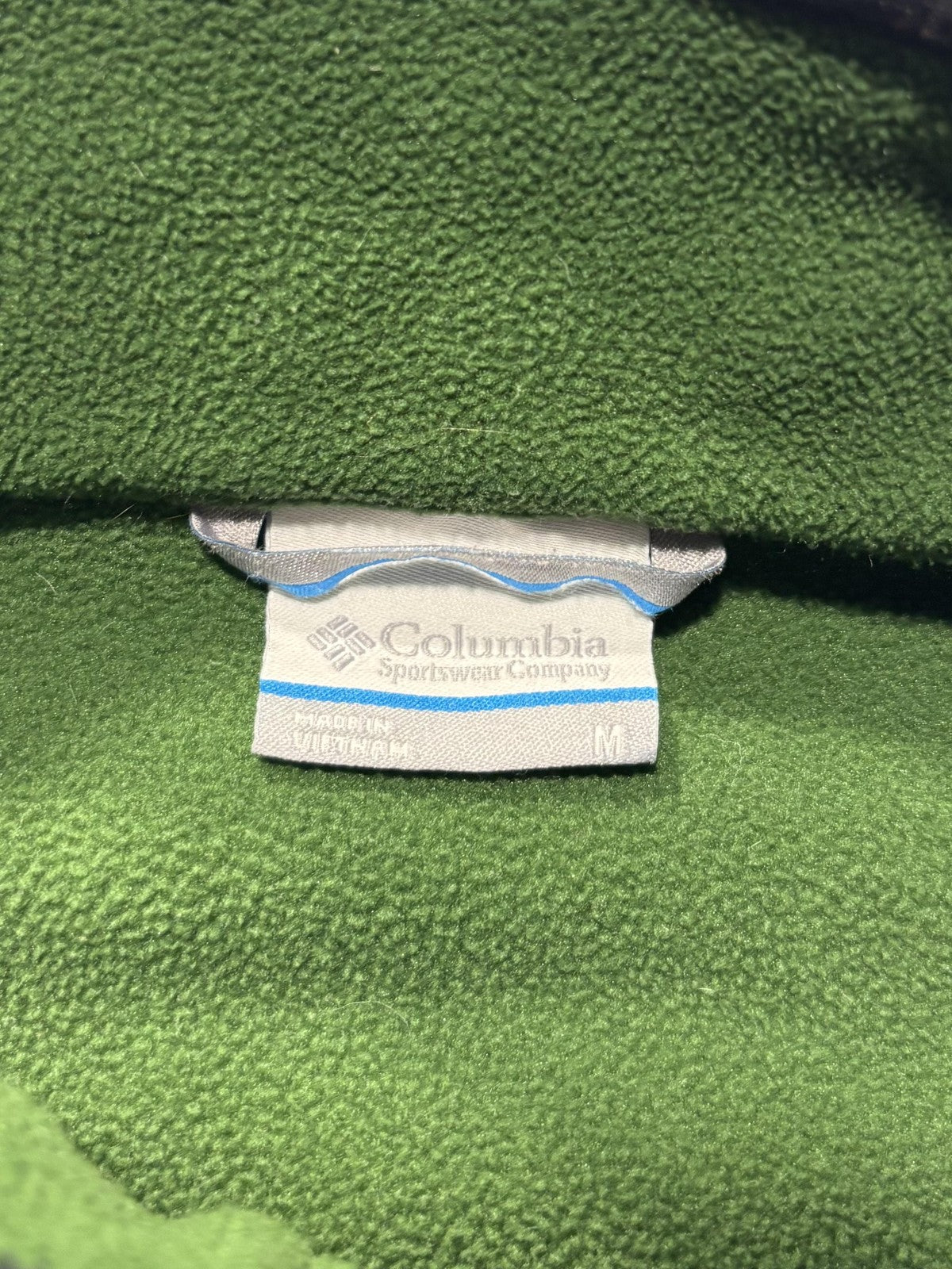 Columbia Jacket Mens Medium Green Fleece Full Zip Polartec Stand Collar Outdoor
