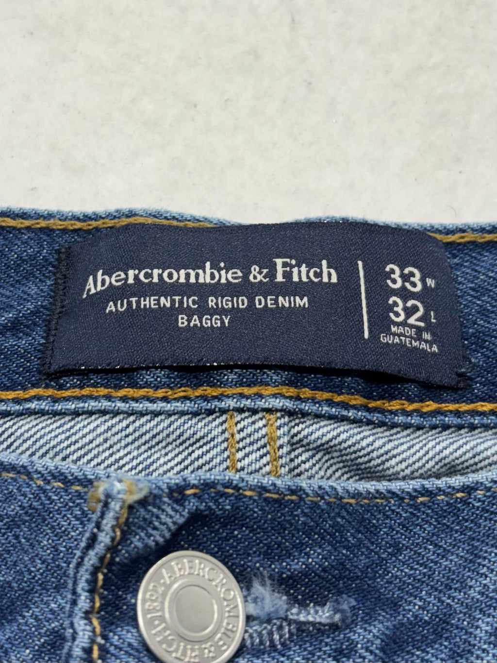 Abercrombie & Fitch Baggy Jeans Mens 33x32 Blue Medium Authentic Rigid Denim