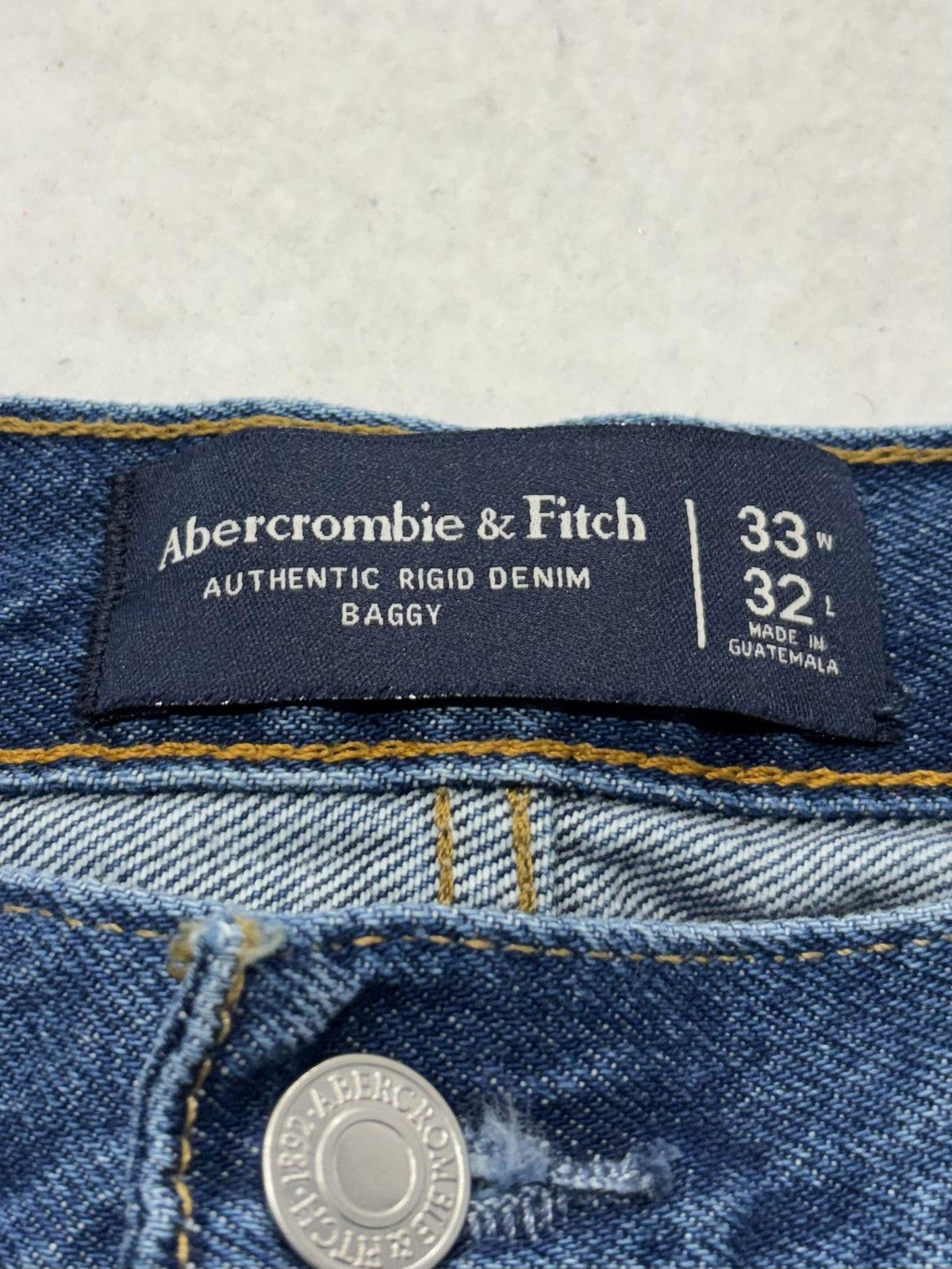 Abercrombie & Fitch Baggy Jeans Mens 33x32 Blue Medium Authentic Rigid Denim