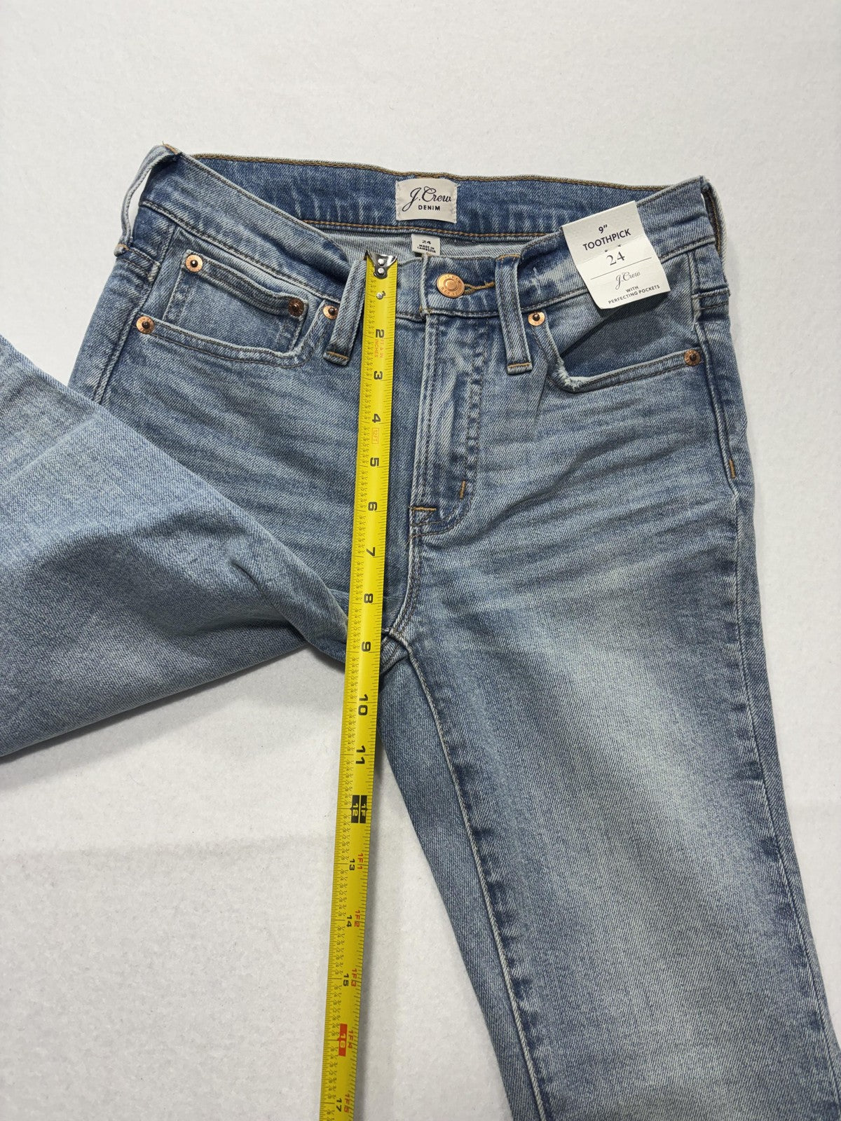 J.Crew 9" Toothpick Jeans Womens 24 Blue Medium Wash Mid Rise Skinny Stretch
