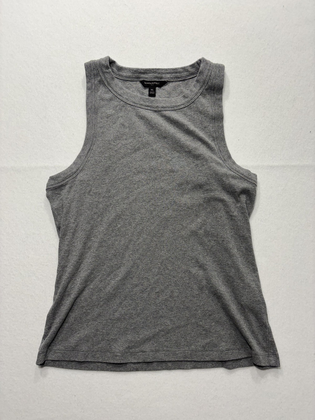 Banana Republic Tank Top Womens XL Gray Ribbed Knit Basic Summer Casual