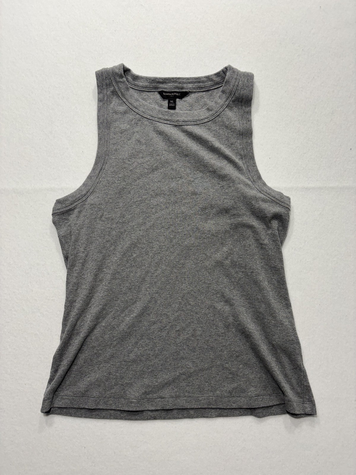 Banana Republic Tank Top Womens XL Gray Ribbed Knit Basic Summer Casual