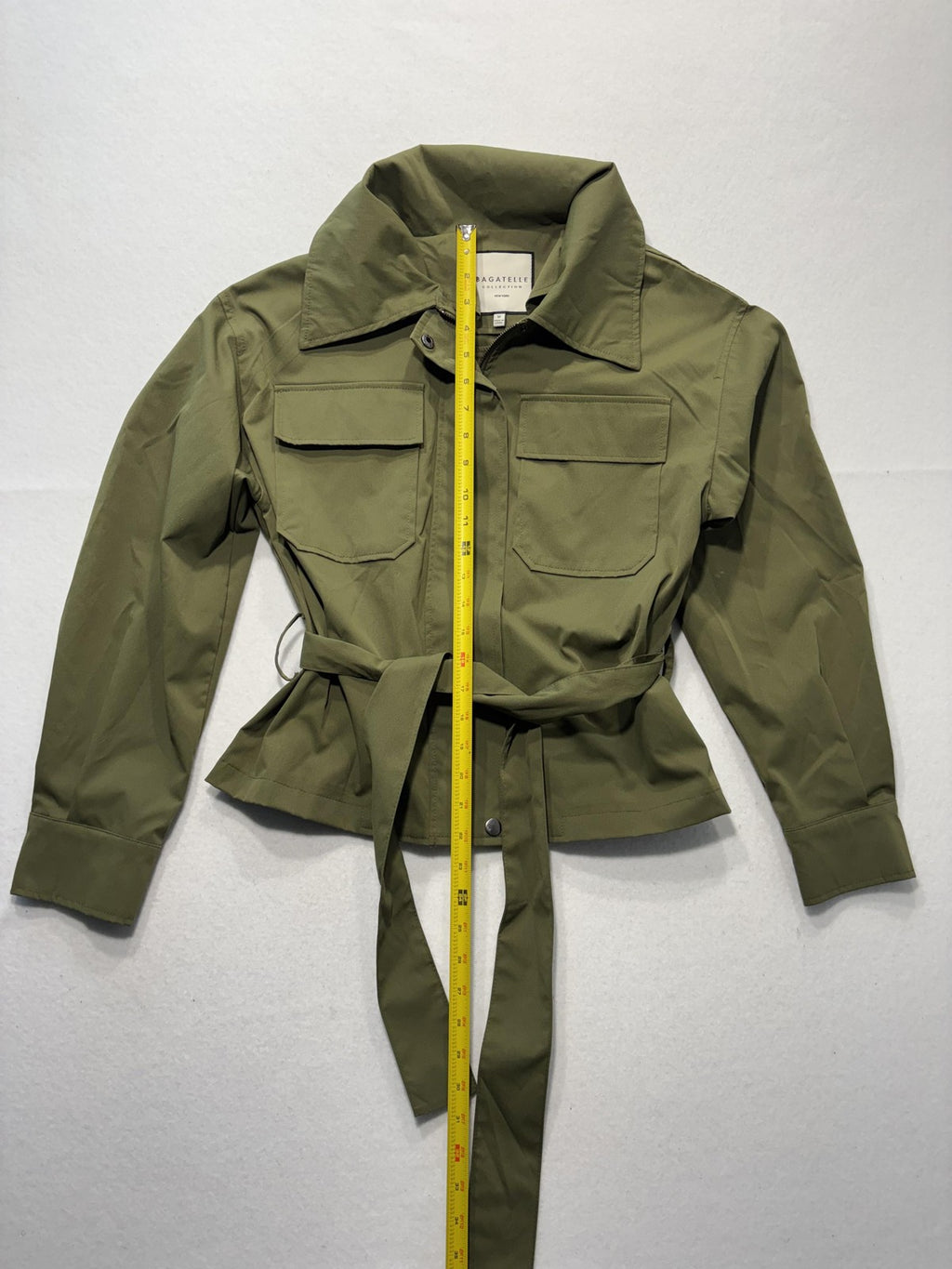 Bagatelle Collection Jacket Womens M Green Belted Military Full Zip Utility