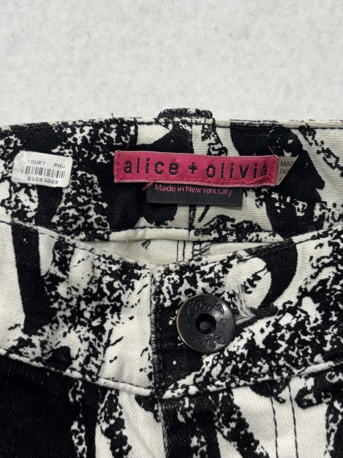 Alice + Olivia Jeans Womens 30 Black Paisley Mid Rise Cropped Slim Denim 30x24