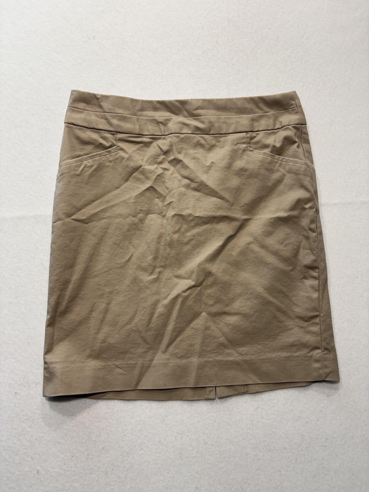 Banana Republic Skirt Womens 4 Beige Stretch Twill Knee Length Pencil Work
