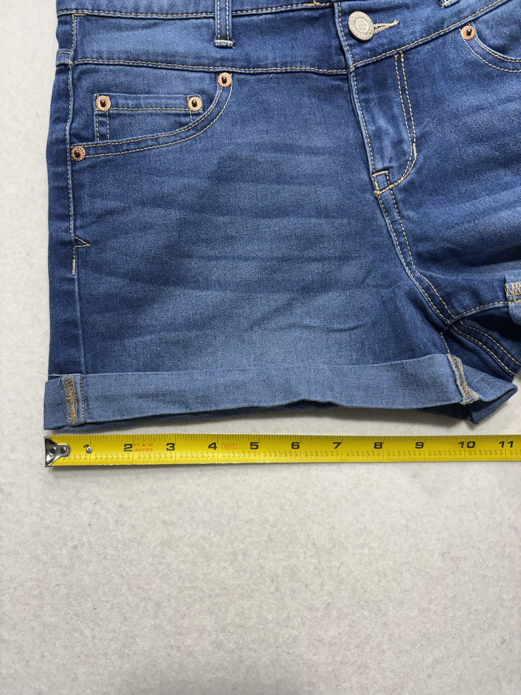 Aeropostale Shorts Womens 6 Blue High Waisted Shorty Cuffed Denim 5 Pocket