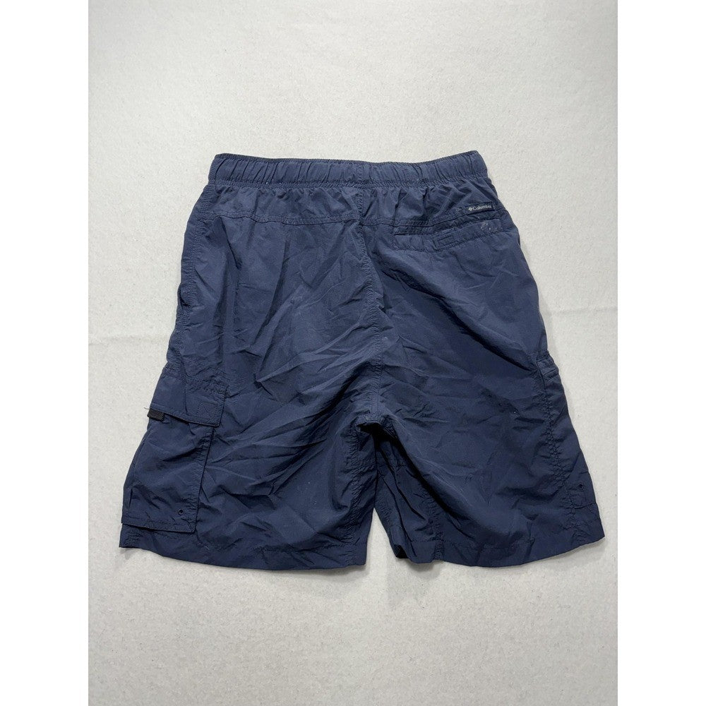 Columbia Mens Medium Blue Swim Shorts Elastic Waist Quick Dry Lined Cargo Trunks