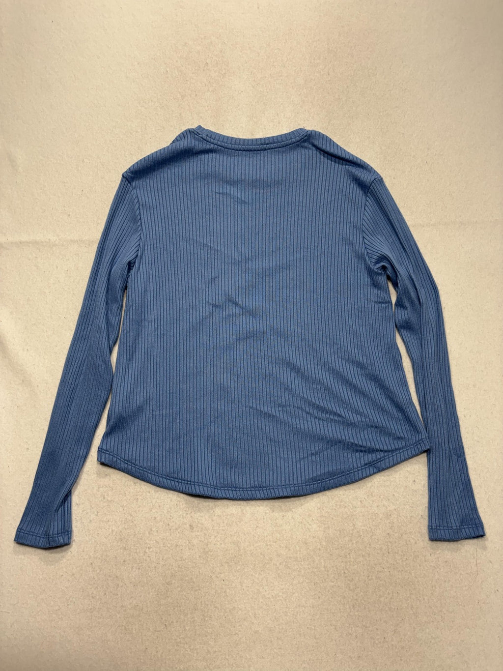 American Eagle Blue Ribbed Crew Neck Long Sleeve Shirt Womens M AEM120605U9A