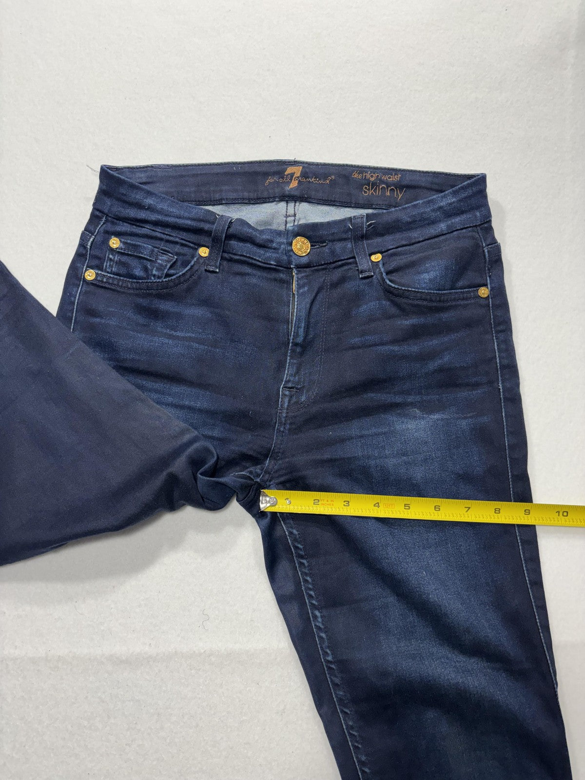 7 For All Mankind Jeans Womens 27 Blue Dark Wash High Waist Skinny Stretch