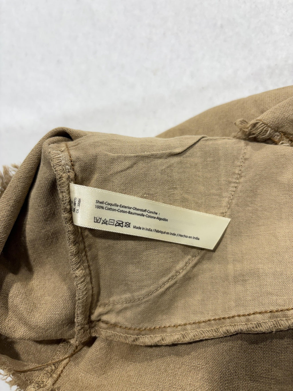 FP One Shorts Womens 4 Beige Chino Twill Belted Raw Hem Pleated Relaxed Fit