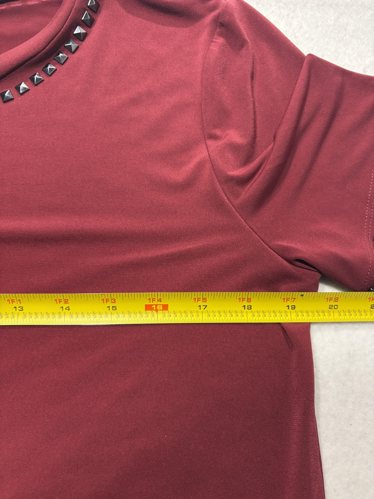 MICHAEL Michael Kors Shirt Womens Medium Red Studded Crew Neck Short Sleeve Tee