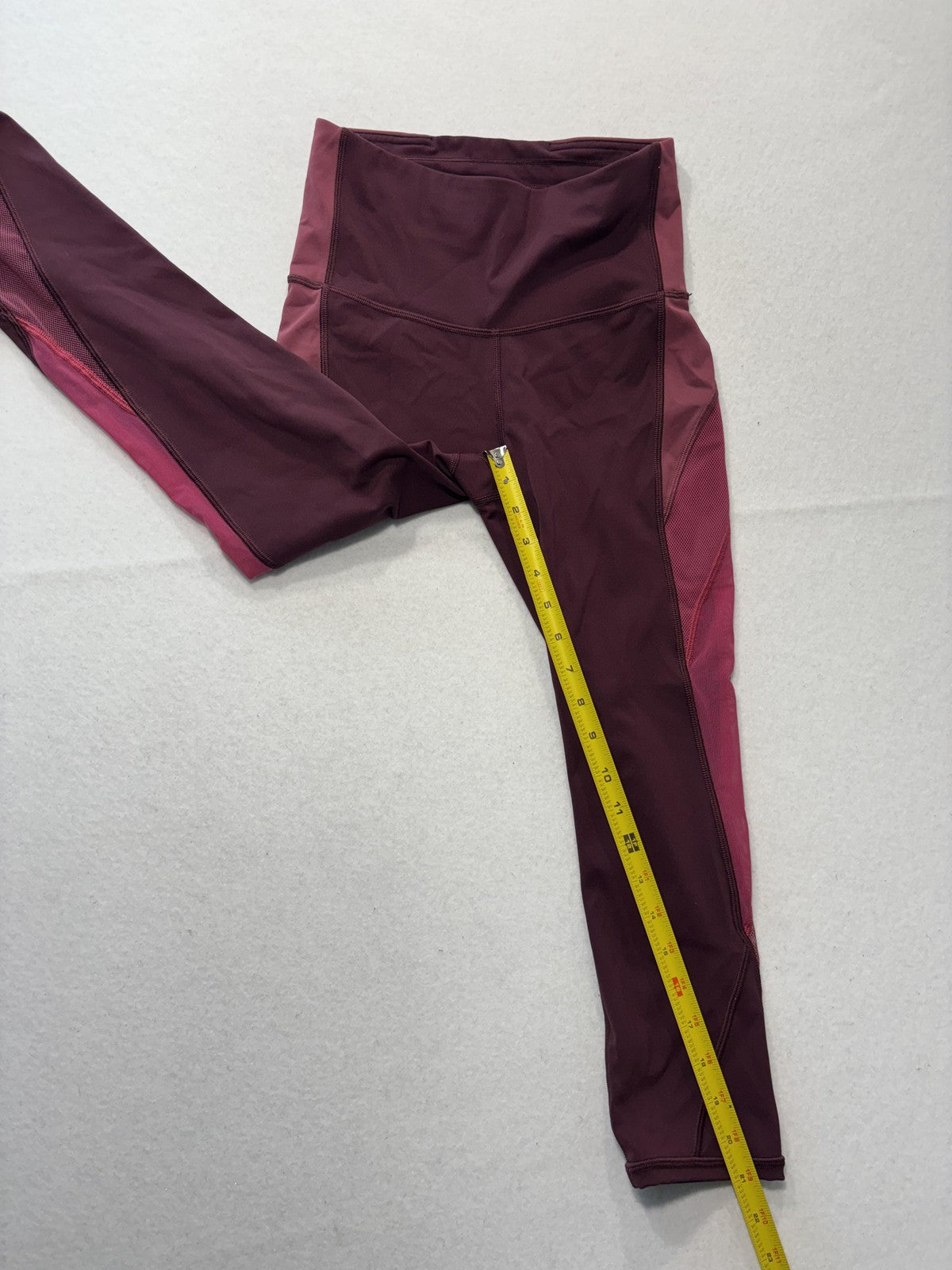 Lululemon Leggings Womens 4 Red Colorblock High Rise Crop 23.5" Inseam Stretch