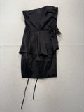 Teeze Me Dress Juniors 7 Black Off Shoulder Sequin Bow Peplum Mini Party