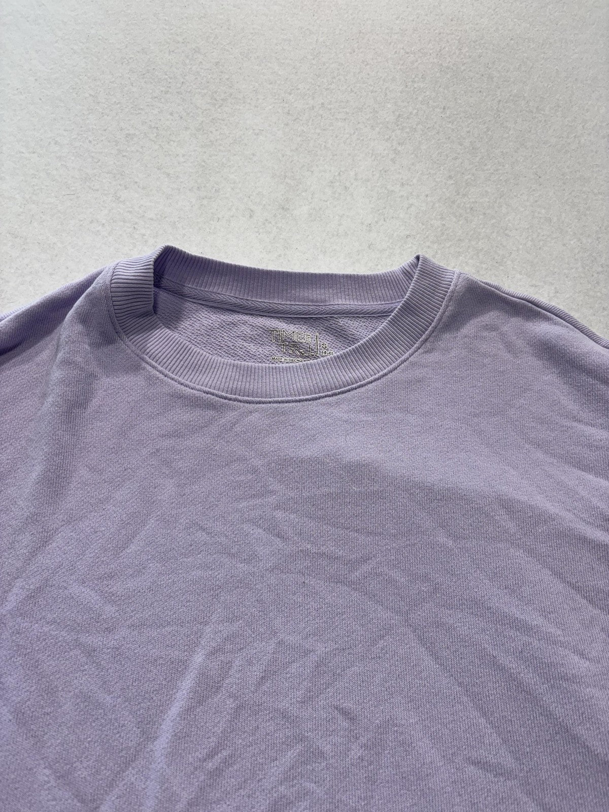 Time And Tru Sweatshirt Womens S Purple Crew Neck Terry Long Sleeve Pullover