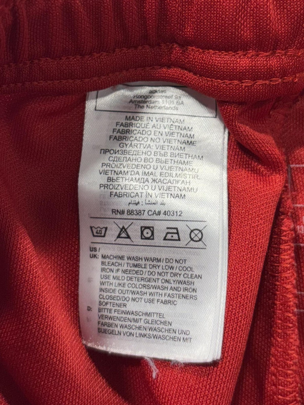 Adidas Track Pants Unisex Kids 13-14Y Red AEROREADY Ankle Zip 3 Stripe Soccer