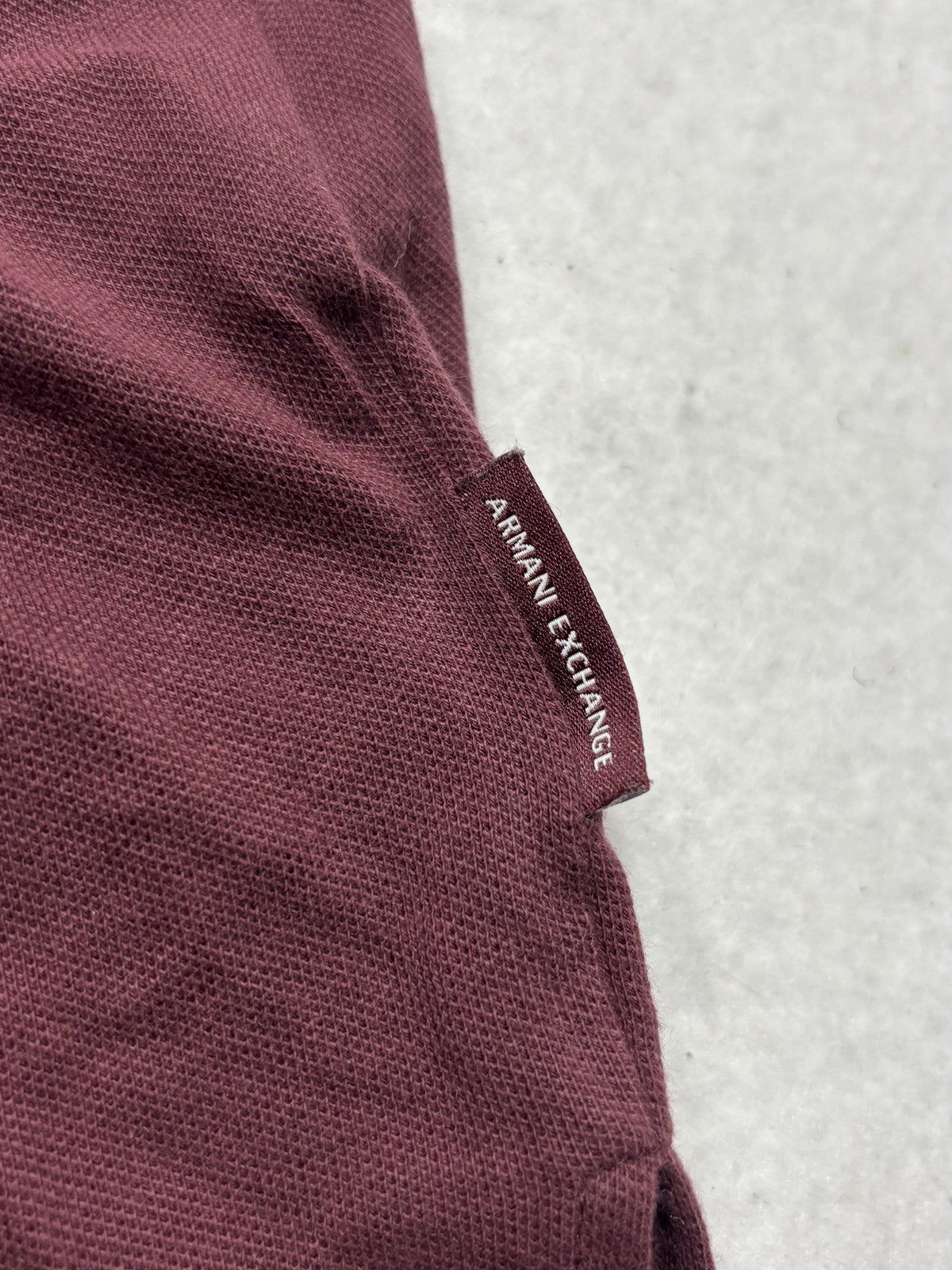 Armani Exchange Polo Shirt Mens Medium Red Logo Patch Striped Collar Knit