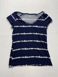 Poof Shirt Womens Medium Blue Stripe Scoop Neck Strap Casual Short Sleeve Tee