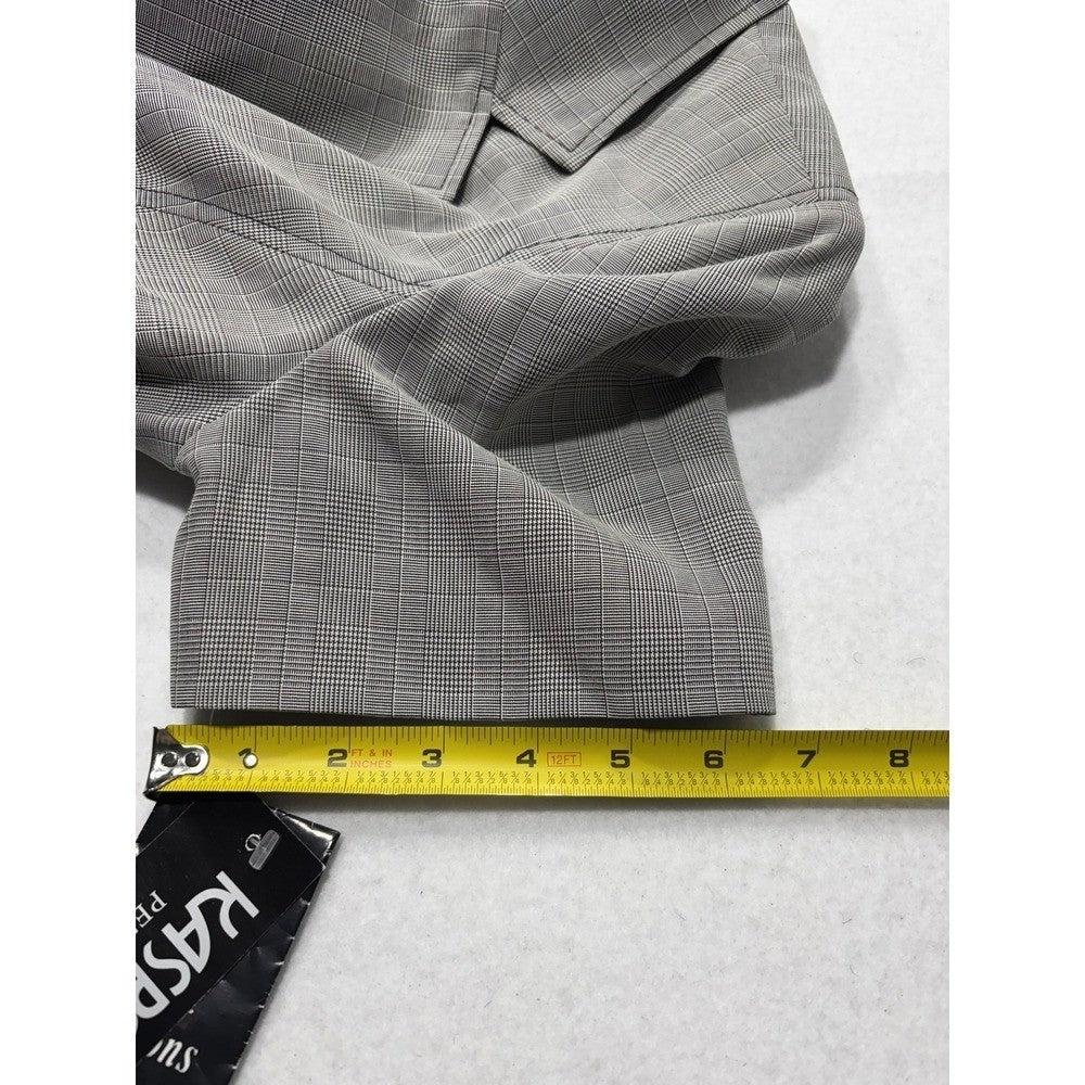 Kasper ASL Jacket Dress Womens 14P Gray Plaid Short Sleeve Belted 7K36BP NEW