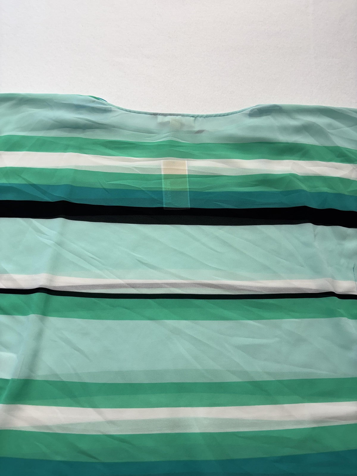 MICHAEL Michael Kors Blouse Womens S/M Blue Stripe Boat Neck Sheer Tunic Top