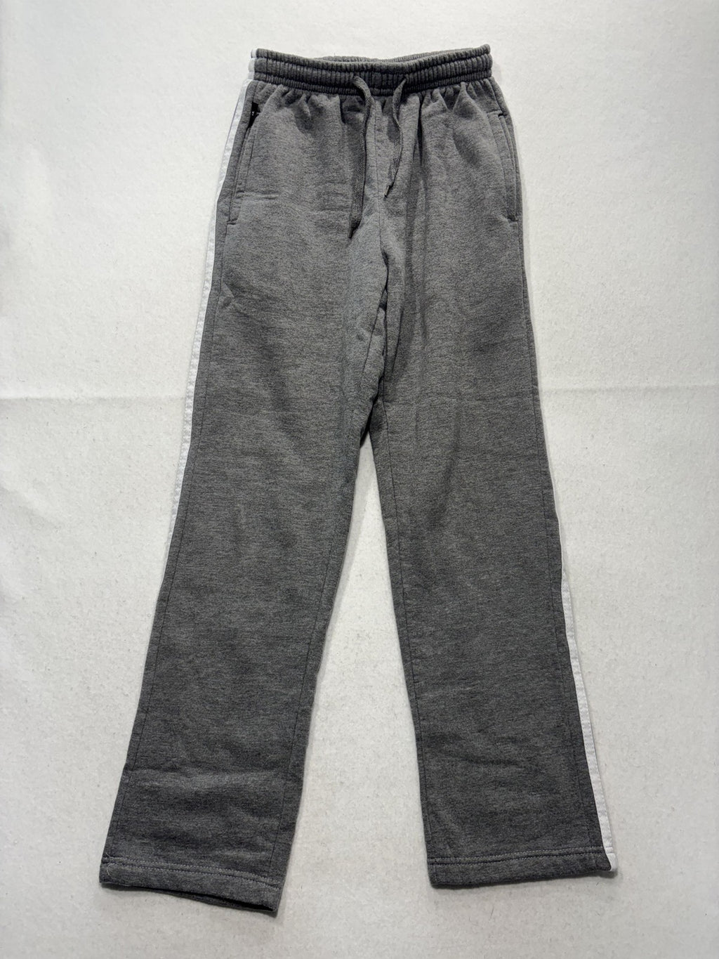 7X Sweatpants Unisex Kids 12 Gray Fleece Ankle Striped Drawstring Winter Casual
