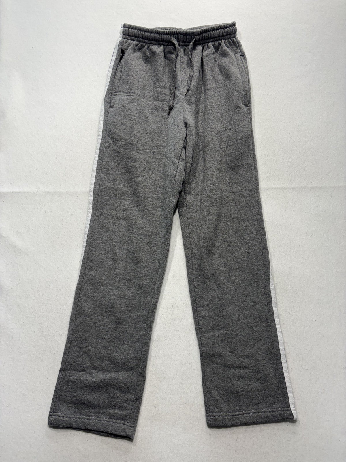 7X Sweatpants Unisex Kids 12 Gray Fleece Ankle Striped Drawstring Winter Casual