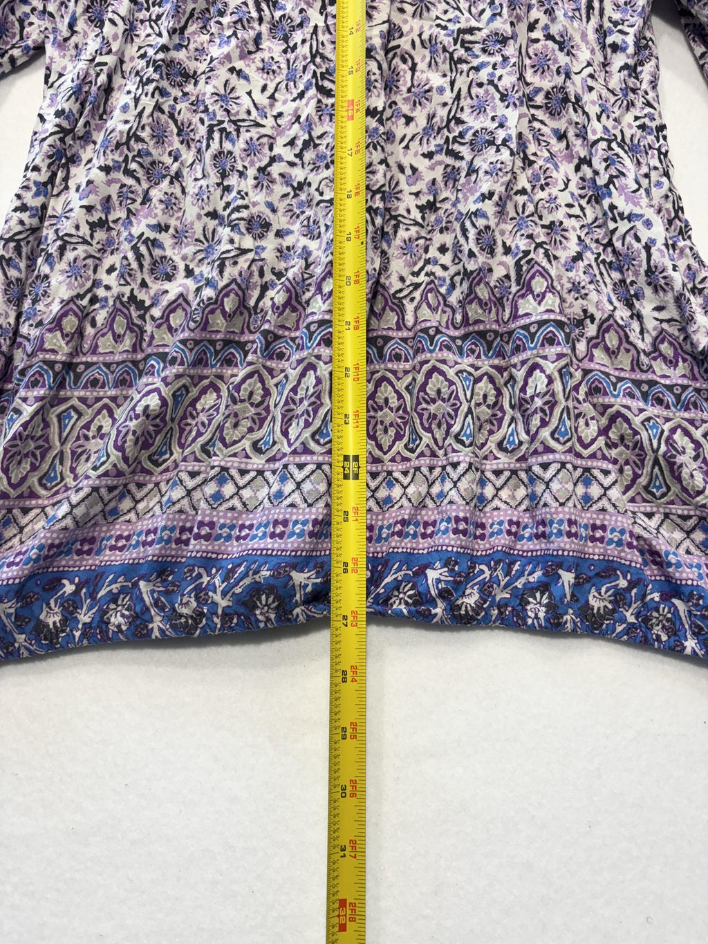 Lucky Brand Blouse Womens 2X Plus Purple Scoop Neck Long Sleeve Floral Tunic Top