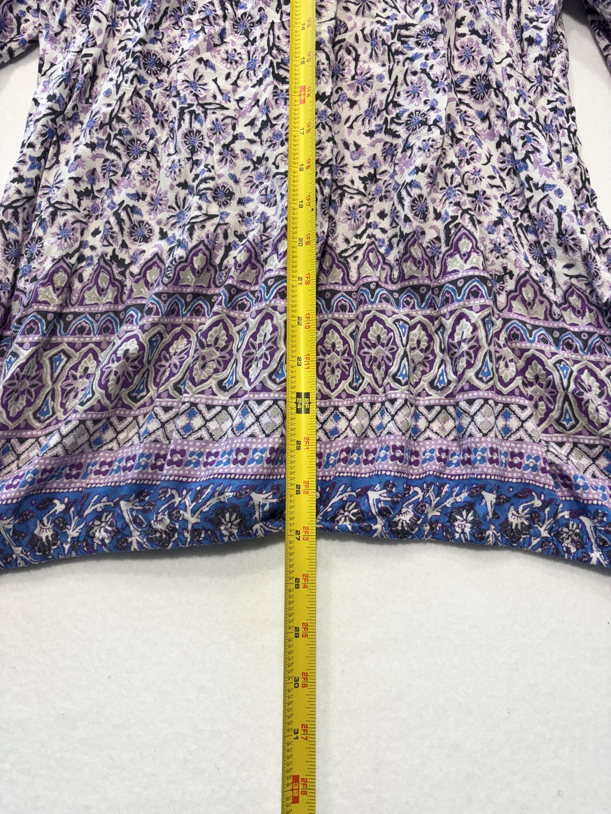 Lucky Brand Blouse Womens 2X Plus Purple Scoop Neck Long Sleeve Floral Tunic Top